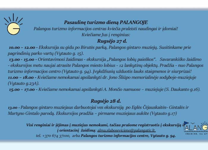 Pasaulinę turizmo dieną praleiskime turiningai - Turizmo informacijos centras kviečia dalyvauti...