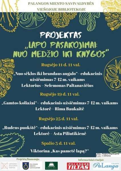 Palangos miesto viešojoje bibliotekoje - projektas "Lapo pasakojimai: nuo medžio iki...