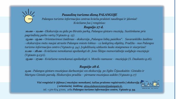 Pasaulinę turizmo dieną praleiskime turiningai - Turizmo informacijos centras kviečia dalyvauti...