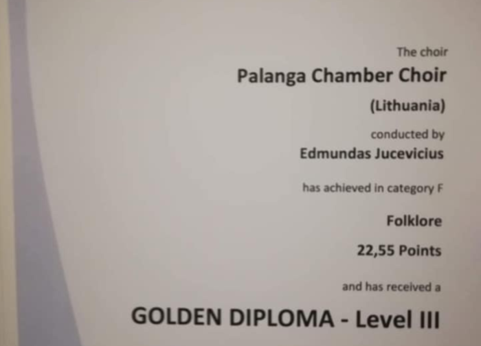 Palangos kamerinio choro laimėjimai