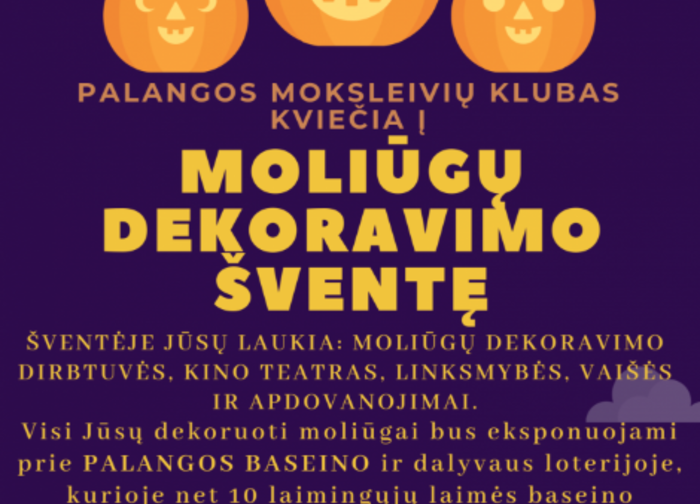 Palangos moksleivių klubas kviečia į Moliūgų dekoravimo šventę