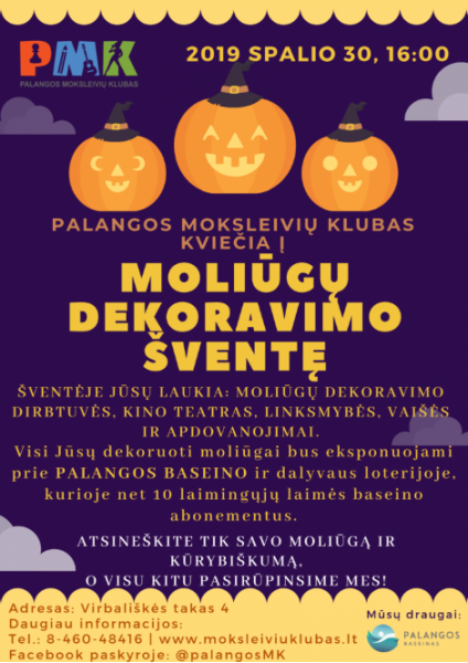 Palangos moksleivių klubas kviečia į Moliūgų dekoravimo šventę