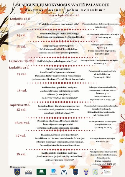 Suaugusiųjų mokymosi savaitę Palangoje – įdomių ir aktualių renginių įvairovė