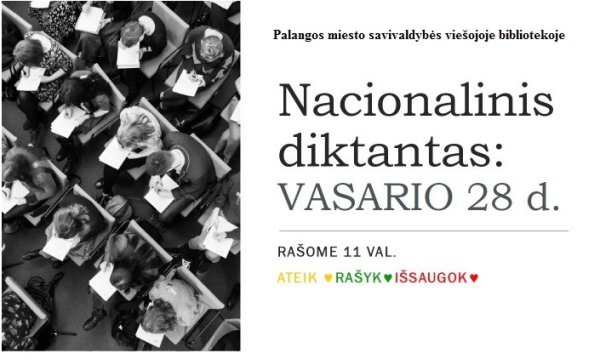 Kviečiame rašyti Nacionalinį diktantą bibliotekoje