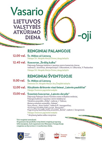 Lietuvos valstybės atkūrimo dienos Vasario 16-osios renginiai Palangoje