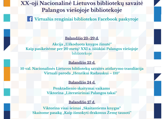 Nacionalinė Lietuvos bibliotekų savaitė Palangos miesto savivaldybės viešojoje bibliotekoje 