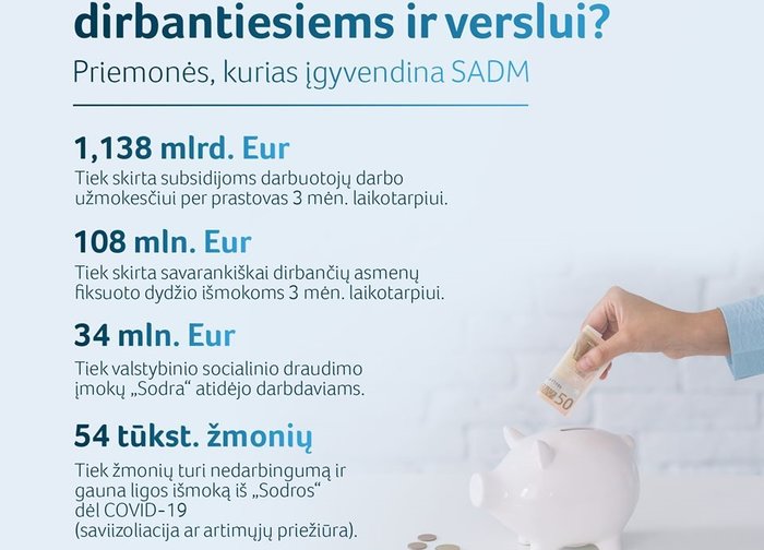 Kokios priemonės skiriamos dirbantiesiems ir verslui? 