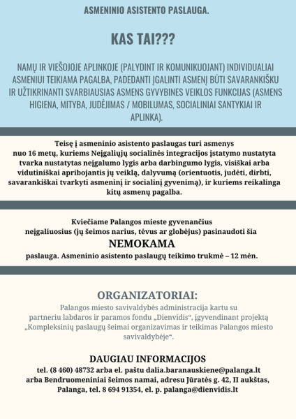 Asmeninio asistento paslauga. Kas tai?