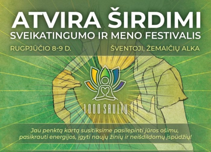 Rugpjūčio 8-9 dienomis Šventojoje – sveikatingumo ir meno festivalis „1000 saulių“