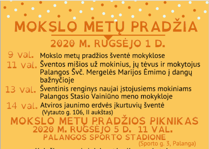 Moksleiviai, tėveliai, mokytojai kviečiami į mokslo metų pradžios renginius