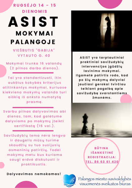 Rugsėjo 14-15 d. Palangoje vyks ASIST mokymai
