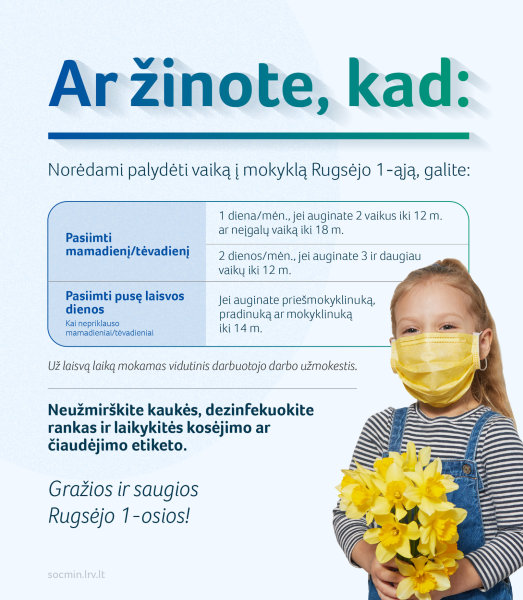 Primename - Rugsėjo 1-ąją tėvams suteikiama galimybė palydėti vaikus į mokyklą