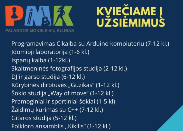 Palangos moksleivių klubas rugsėjo 10 d. kviečia į atvirų durų dieną