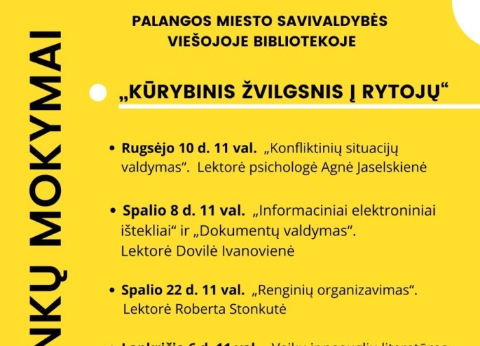 Palangos viešoji biblioteka organizuoja ir įgyvendina kvalifikacijos bei kompetencijų ugdymo...