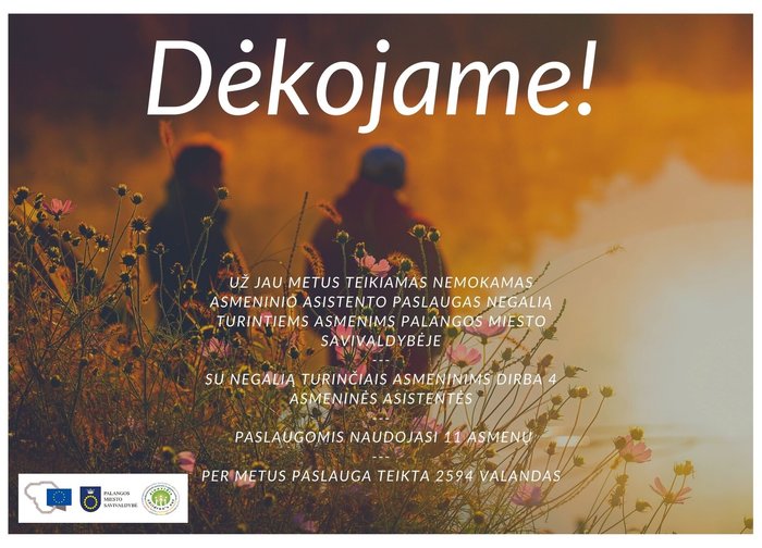 Padėka už nemokamas asmeninio asistento paslaugas negalią turintiems asmenims