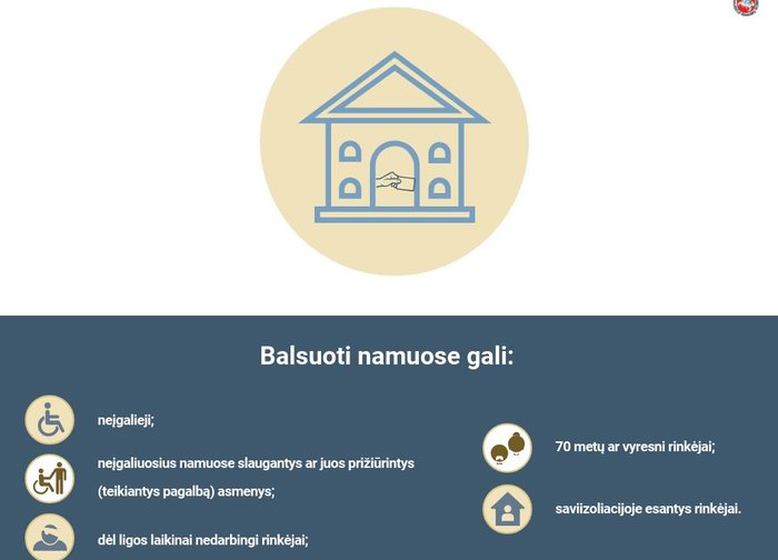 Rinkėjai, dėl sveikatos negalintys atvykti į balsavimo vietą, turi galimybę balsuoti namuose