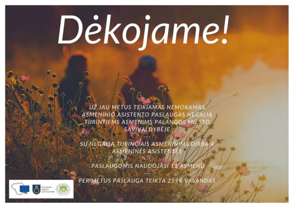 Padėka už nemokamas asmeninio asistento paslaugas negalią turintiems asmenims