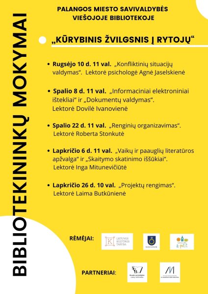 Palangos viešoji biblioteka organizuoja ir įgyvendina kvalifikacijos bei kompetencijų ugdymo...