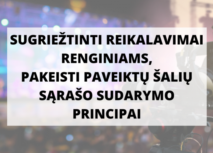 Sugriežtinti reikalavimai masiniams renginiams padės užtikrinti koronaviruso infekcijos prevenciją