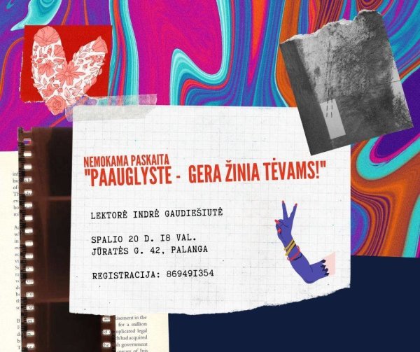 Spalio 20 d. - nemokama paskaita "Paauglystė - gera žinia tėvams"