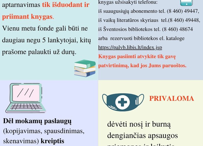 Viešosios bibliotekos veikla karantino laikotarpiu
