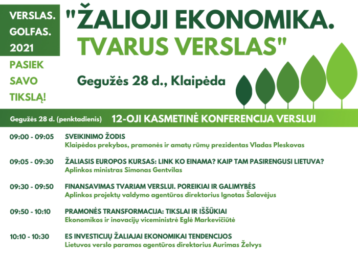 Gegužės 28-29 d. vyks konferencija verslui "Žalioji ekonomika. Tvarus verslas"