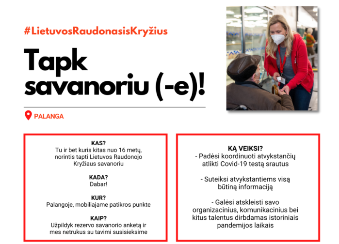 Lietuvos Raudonasis Kryžius ieško savanorių Palangoje