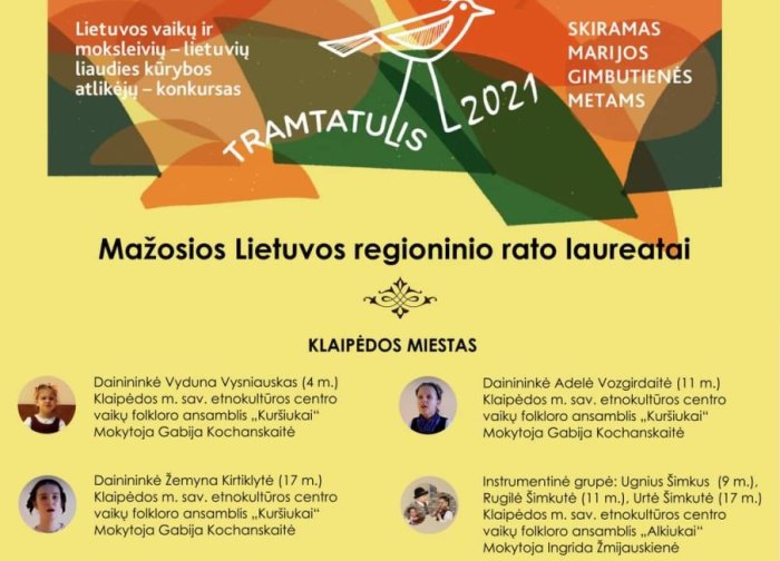 Sveikiname "KIKILIO" dainininką LAURYNĄ BAUŽĄ - konkurso "TRAMTATULIS - 2021"...