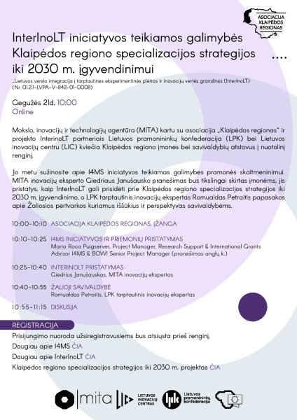 Renginys verslui "InterInoLt iniciatyvos teikiamos galimybės Klaipėdos regiono...