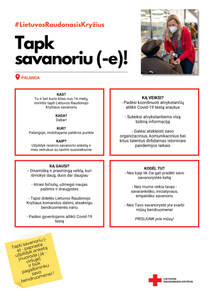 Lietuvos Raudonasis Kryžius ieško savanorių Palangoje