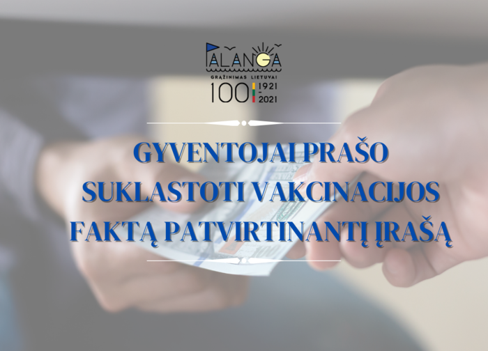 Ministerija įspėja: už bandymus neteisėtai gauti vakcinacijos įrašą gresia baudžiamoji atsakomybė