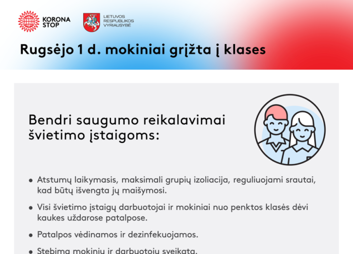 Po savaitės mokiniai grįžta į klases. Kokių saugumo sąlygų reikės laikytis mokyklose?
