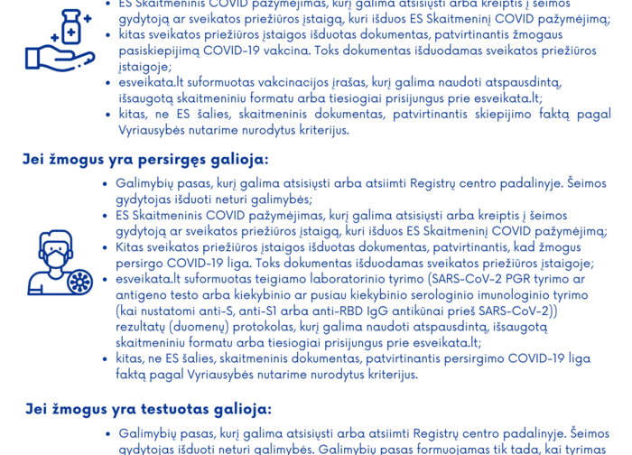 Galimybių pasas ir kiti galiojantys dokumentai
