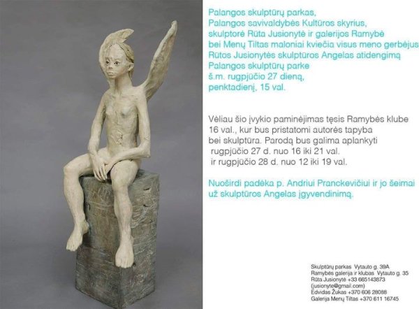 Penktadienį (rugpjūčio 27 d.) kviečiame į skulptūros '"Angelas" pristatymą...