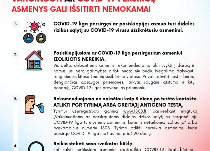 Didelės rizikos sąlytį turėję vakcinuoti ar COVID-19 persirgę asmenys gali išsitirti nemokamai