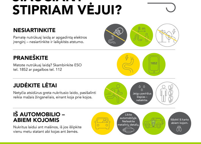 Kaip elgtis siaučiant stipriam vėjui