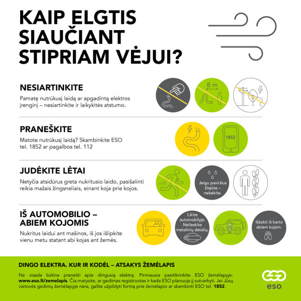 Kaip elgtis siaučiant stipriam vėjui