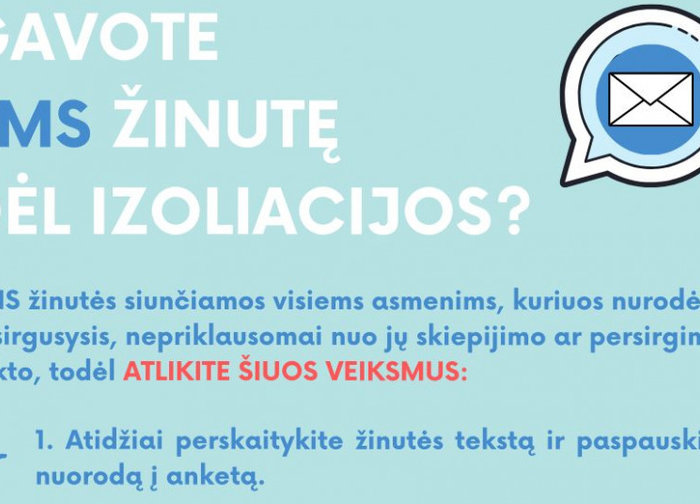 SMS žinutės dėl turėto sąlyčio siunčiamos visiems, kuriuos nurodė susirgęs asmuo