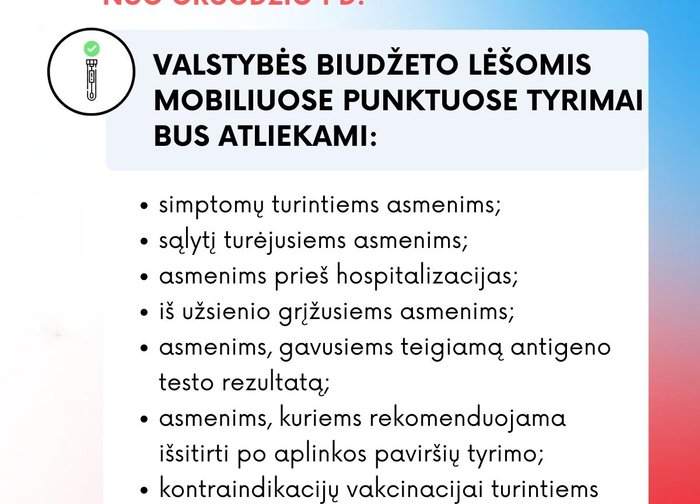 Nuo gruodžio 1 d. mobiliuose punktuose nebebus atliekami greitieji antigeno testai