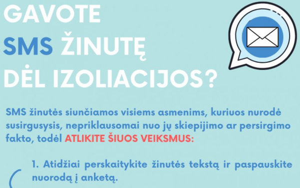 SMS žinutės dėl turėto sąlyčio siunčiamos visiems, kuriuos nurodė susirgęs asmuo