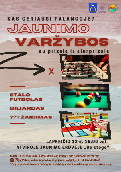 Jaunimo varžybos 2021: stalo futbolas, biliardas ir ..? Sužinokite lapkričio 12 d.