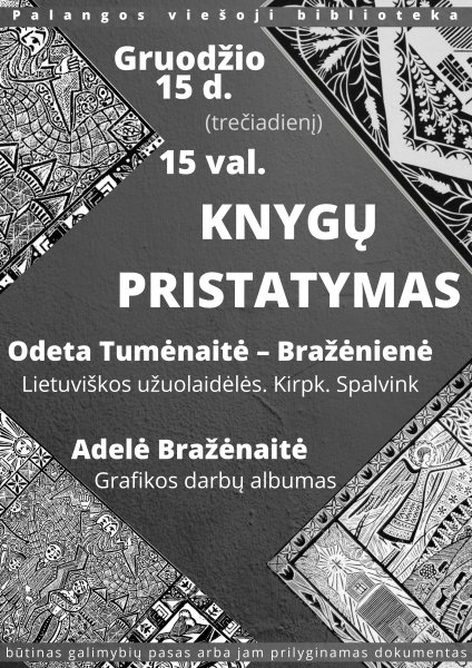 Tautodailės leidinių pristatymas Palangos viešojoje bibliotekoje
