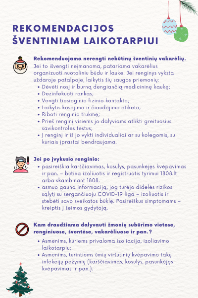 SAM rekomendacijos artėjančiam šventiniam laikotarpiui