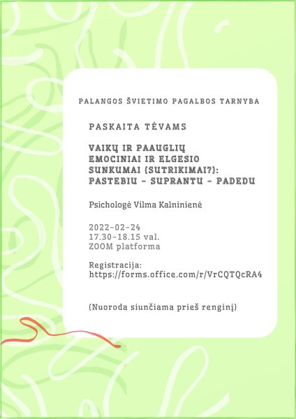 Nemokama paskaita tėvams