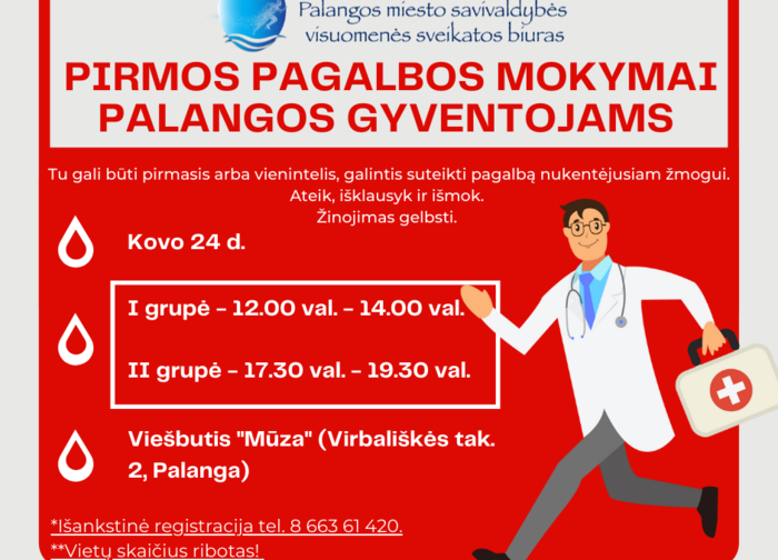 Pirmosios pagalbos mokymai Palangos gyventojams