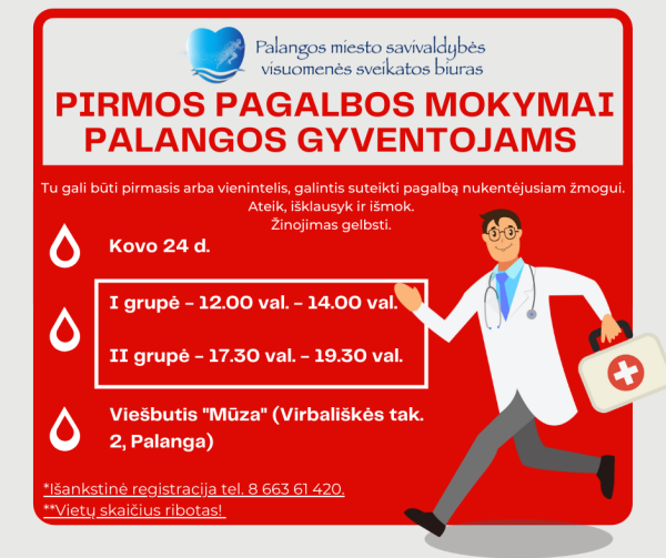 Pirmosios pagalbos mokymai Palangos gyventojams