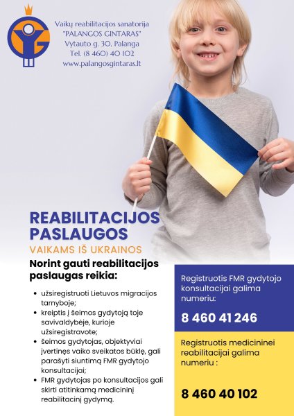 Palangos vaikų reabilitacijos sanatorijoje "Palangos gintaras" laukiami vaikai iš Ukrainos