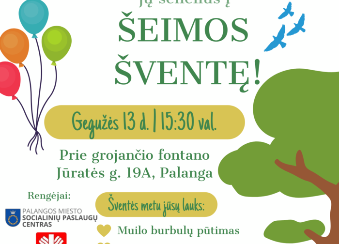 Gegužės 13 d. Socialinių paslaugų centras kviečia į Šeimos šventę