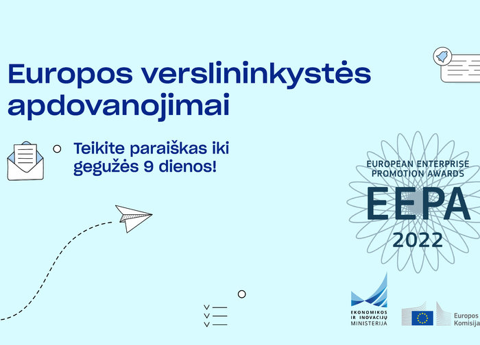 Pratęstas terminas teikti paraiškas 2022 m. Europos verslininkystės skatinimo apdovanojimų...