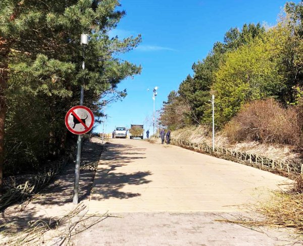 Gražuolio jūros tilto prieigos pasipuoš nauja medienos danga